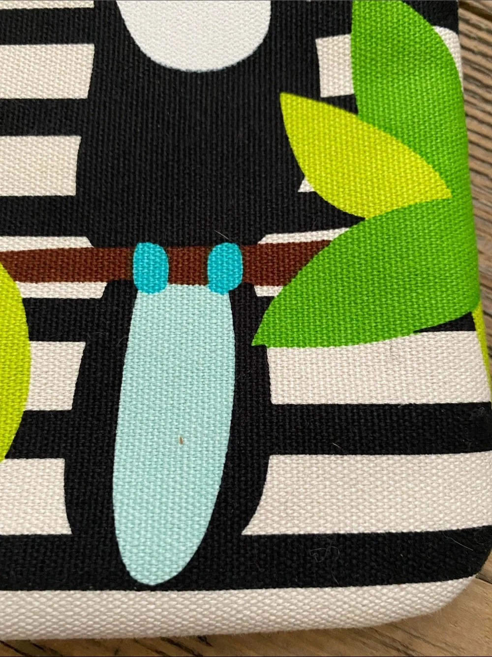 Striped Toucan Print Zip Pouch - Black & White with Colorful Accent